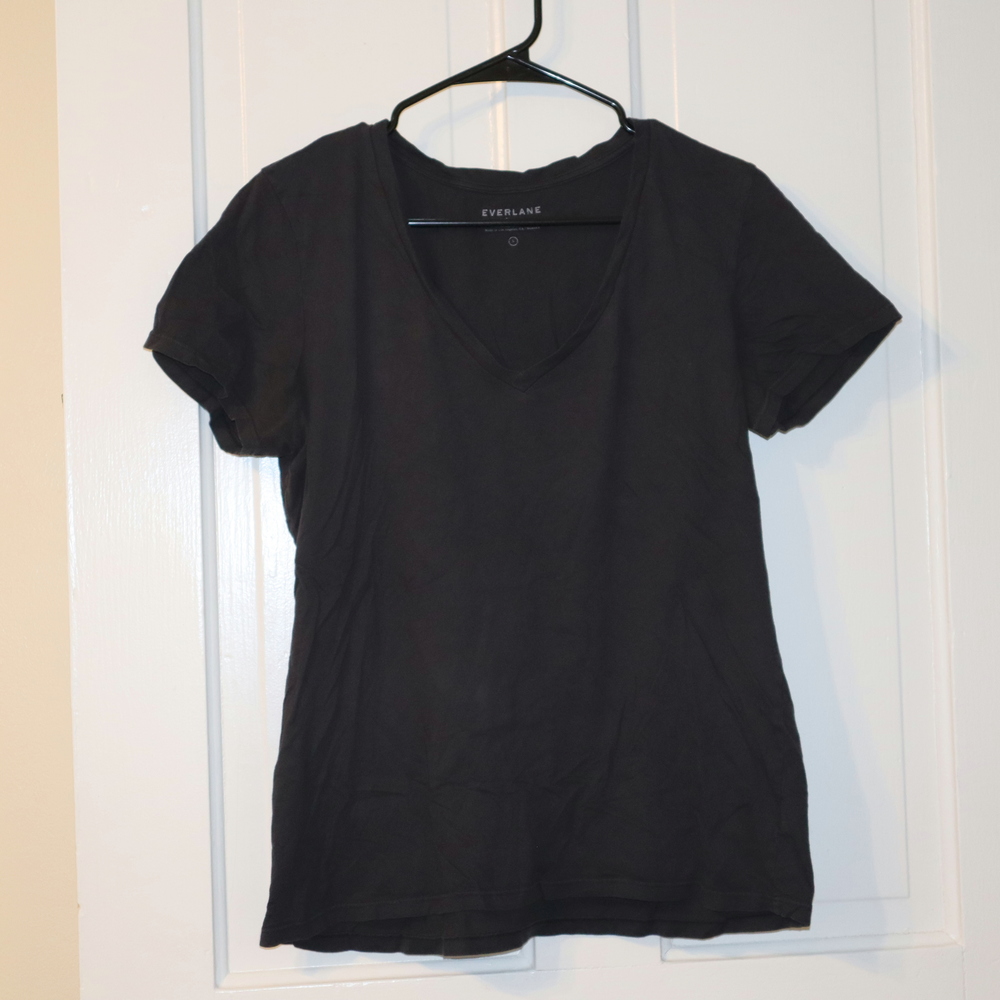 Everlane Washed Black V Neck Tee